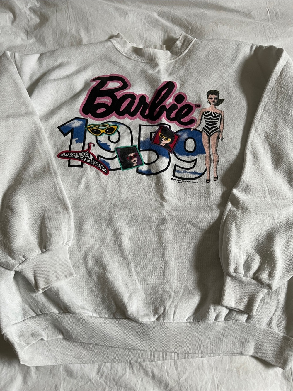 Barbie vintage 1993 Mattel Jerry Leigh white crewneck graphic 1959 Barbie doll